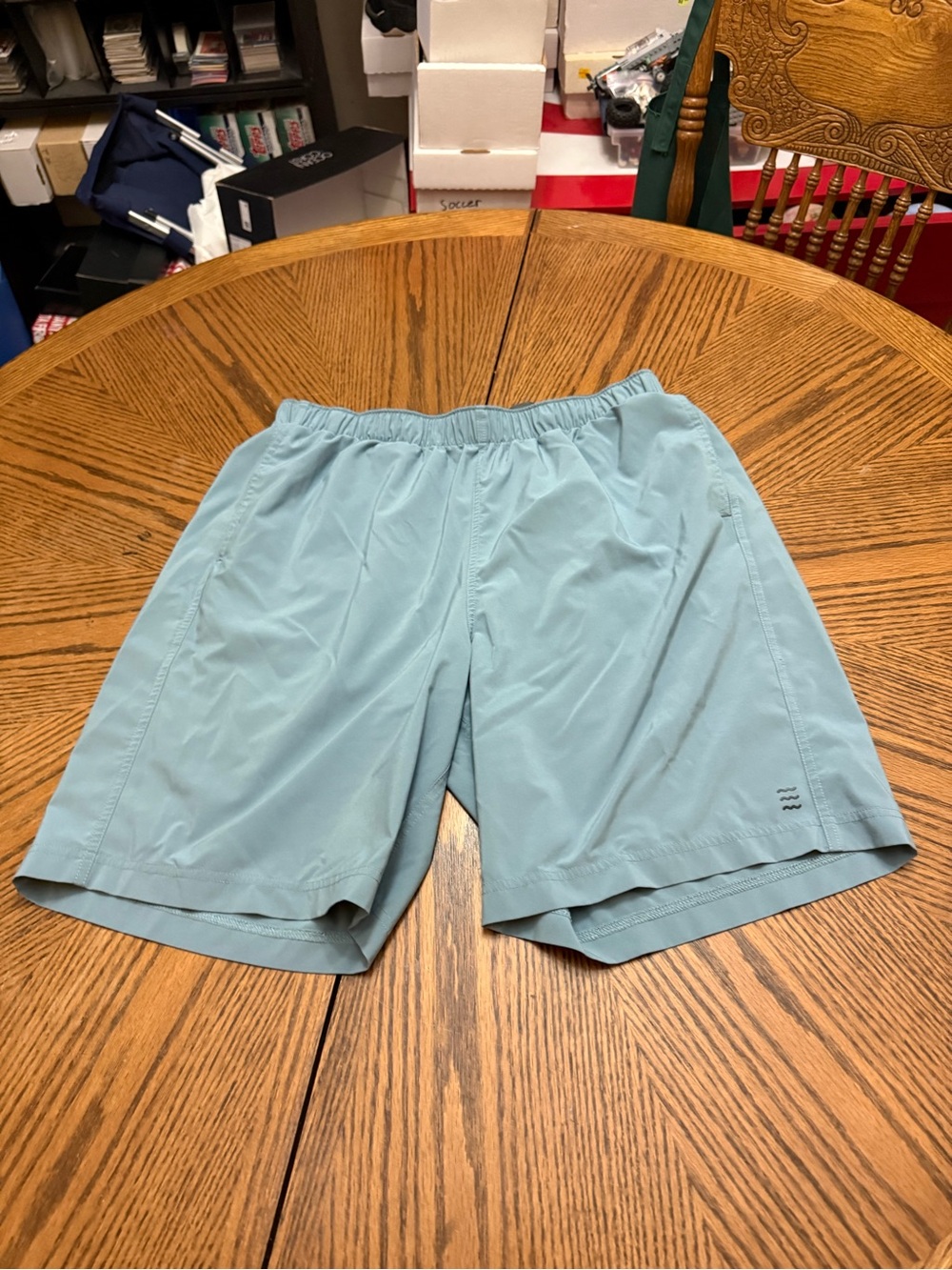 Free fly Light Blue Men's Athletic Shorts with Elastic Waist